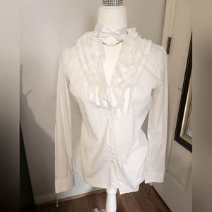 J. Crew Ruffle Neck Blouse Size 6 Petite